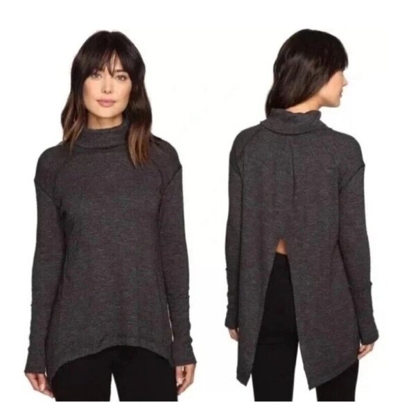 FREE PEOPLE WE THE FREE SWEATER SPLIT BACK COWL NECK LONG SLEEVE KNIT SZ XS BOHO - Picture 2 of 10